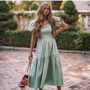 JessaKae “Charlotte Dress” in Green - Midi Length - 4x (100% Cotton)